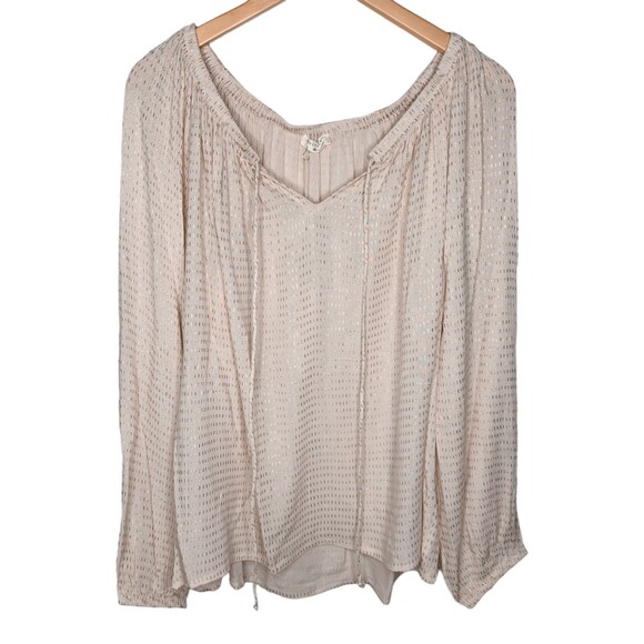 LOVESTITCH relaxed flowy blouse gold detail exaggerated sleeve size M/L - Picture 6 of 12